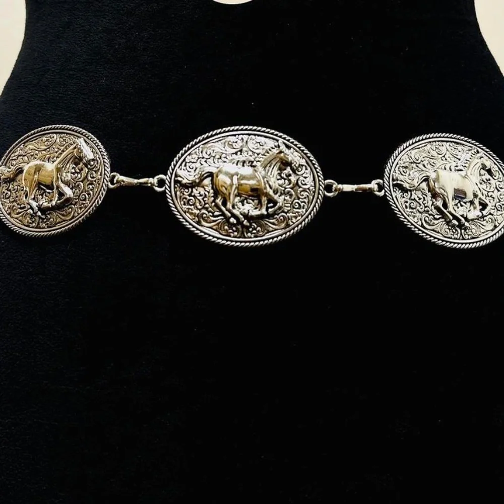 THUNDERBIRD CONCHO WESTERN SILVER BELT ADJUSTABLE BUCKLE MENS WOMENS BOHO